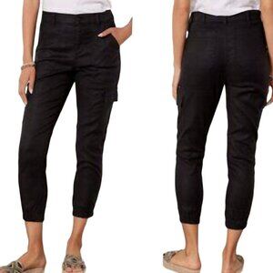 Evereve Tessa Linen Blend Cargo Joggers Black Neutral Size 31